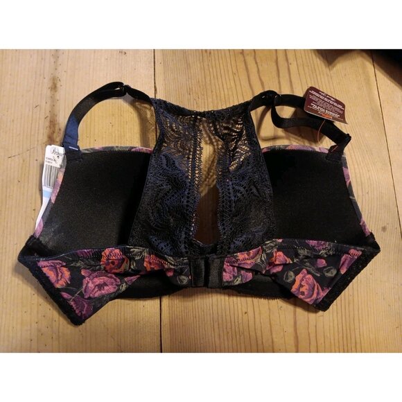 Paramour Carolina Bra 36C Floral Rose Seamless Plunge Contour Lace T-Back NWT - Picture 3 of 5